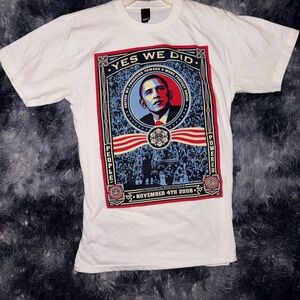 Obey Obama Yes We Did Graphic White T-Shirt